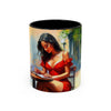 Artistic Red Dress Accent Coffee Mug - 11oz with vibrant glossy finish and colorful interior