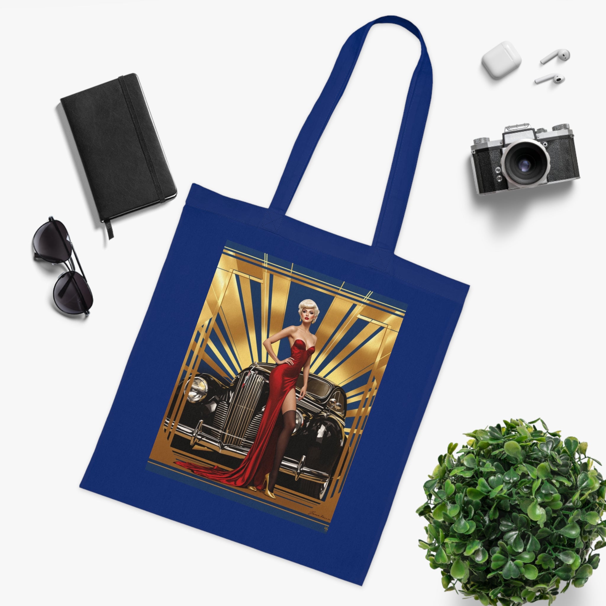 Vintage Glamour Cotton Tote Bag , Artistic Tote Bag