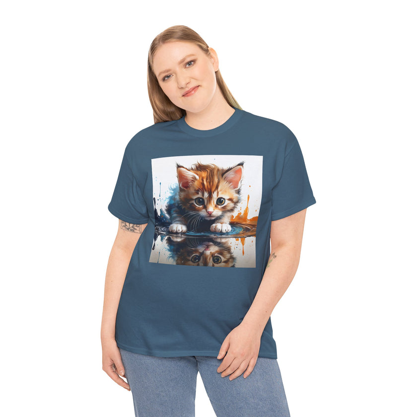 Cute Cat Unisex Heavy Cotton Tee, Cat Lover Gift, Animal Tee, Cozy Wear, Everyday Fashion, Fun Gift Idea