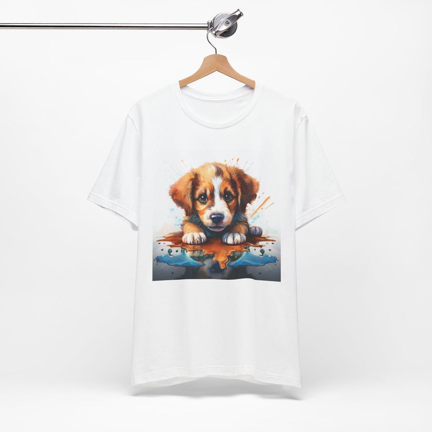 Adorable Puppy Art Tee For Her, Cute Dog Lover's T-Shirt, Casual Gift for Animal Lovers, Gift for Her, Pet-Themed Apparel, Fun Birthday Gift