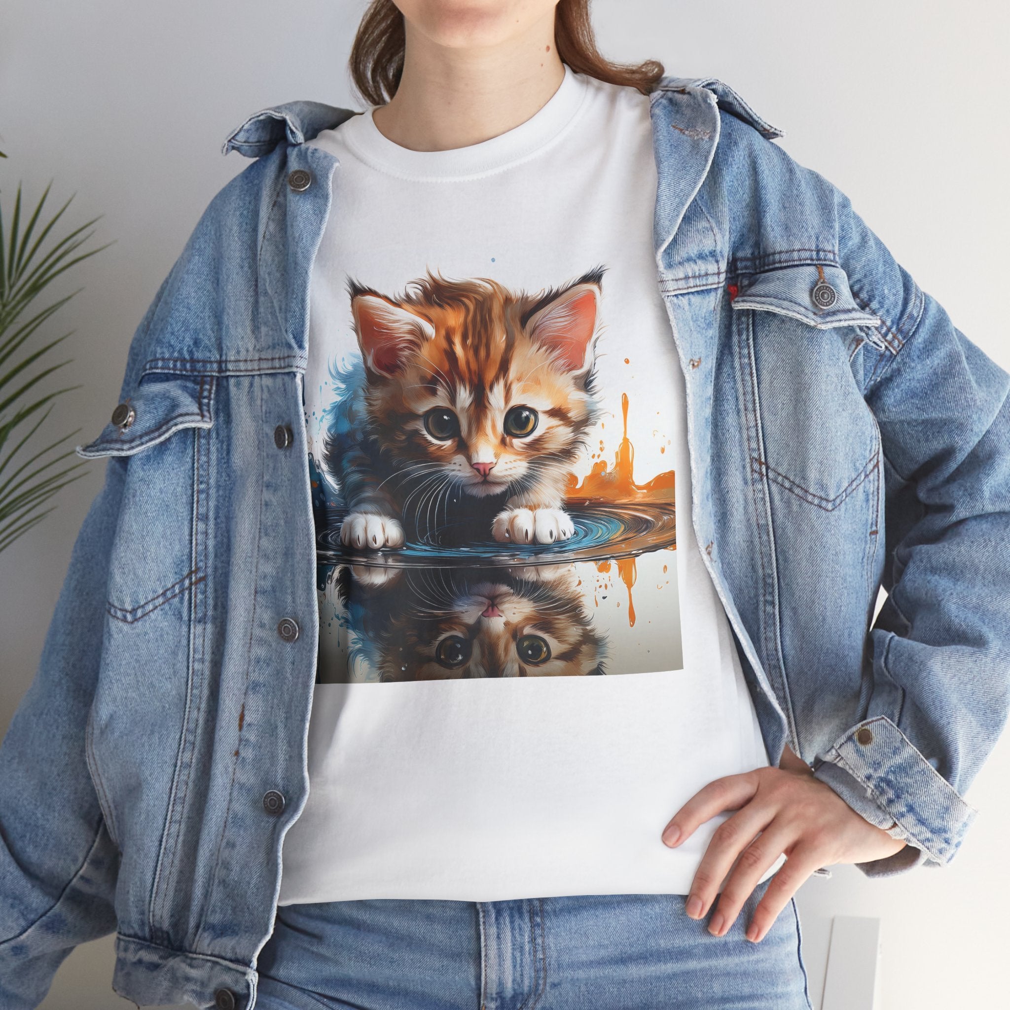 Cute Cat Unisex Heavy Cotton Tee, Cat Lover Gift, Animal Tee, Cozy Wear, Everyday Fashion, Fun Gift Idea