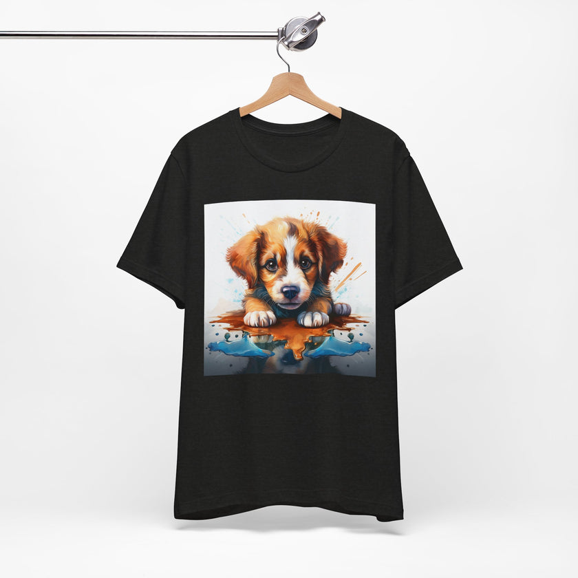 Adorable Puppy Art Tee For Her, Cute Dog Lover's T-Shirt, Casual Gift for Animal Lovers, Gift for Her, Pet-Themed Apparel, Fun Birthday Gift