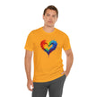 Rainbow Heart Short Sleeve Tee, T-Shirt for Him, Pride Shirt, Love Tee, Colorful Heart Design