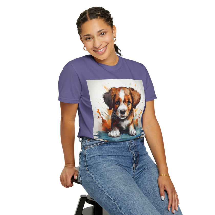 Puppy Stylish Women T-Shirt, Retro Fashion Tee, Stylish Casual Wear, Gift for Her, Trendy T-Shirt for Events