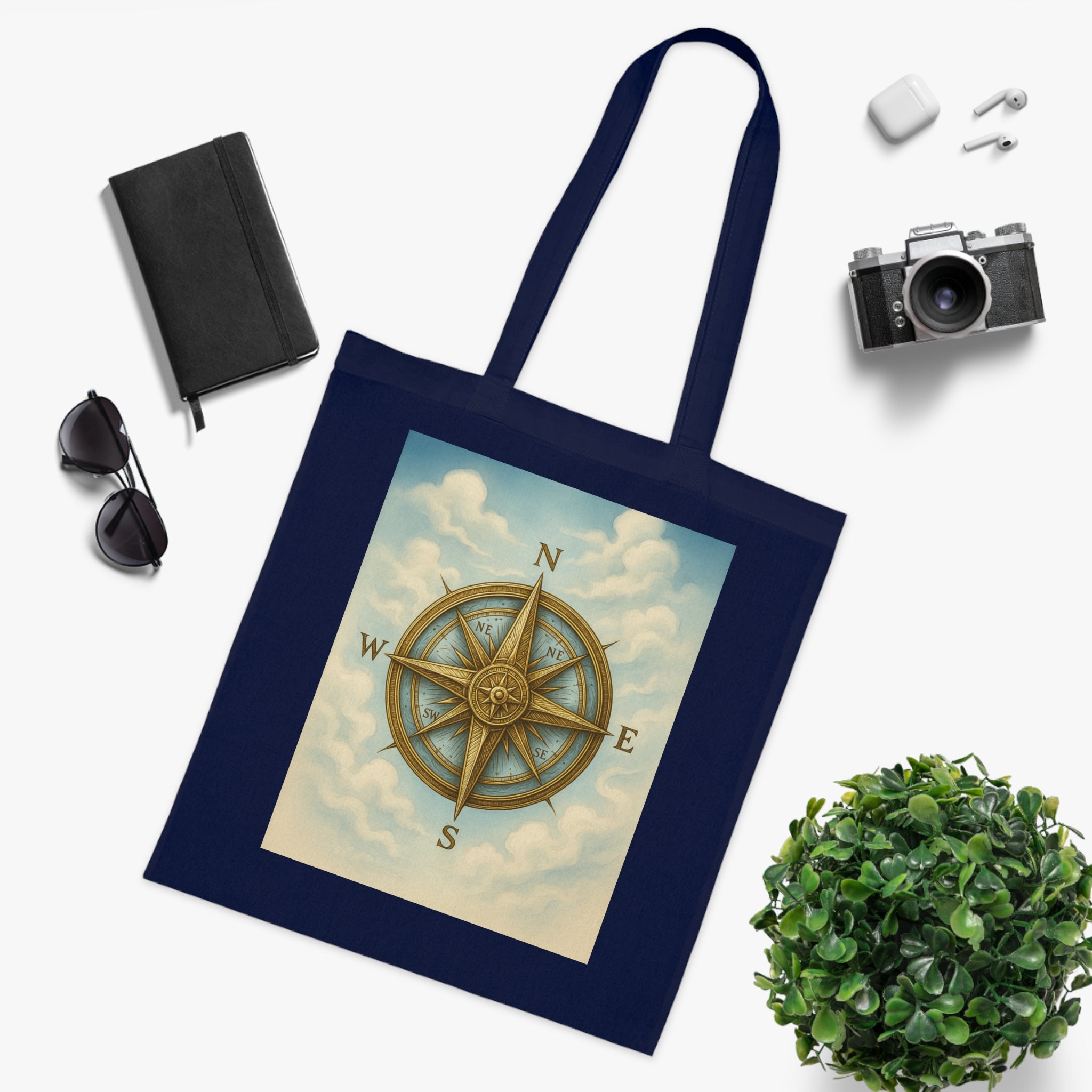 Vintage Compass Cotton Tote Bag