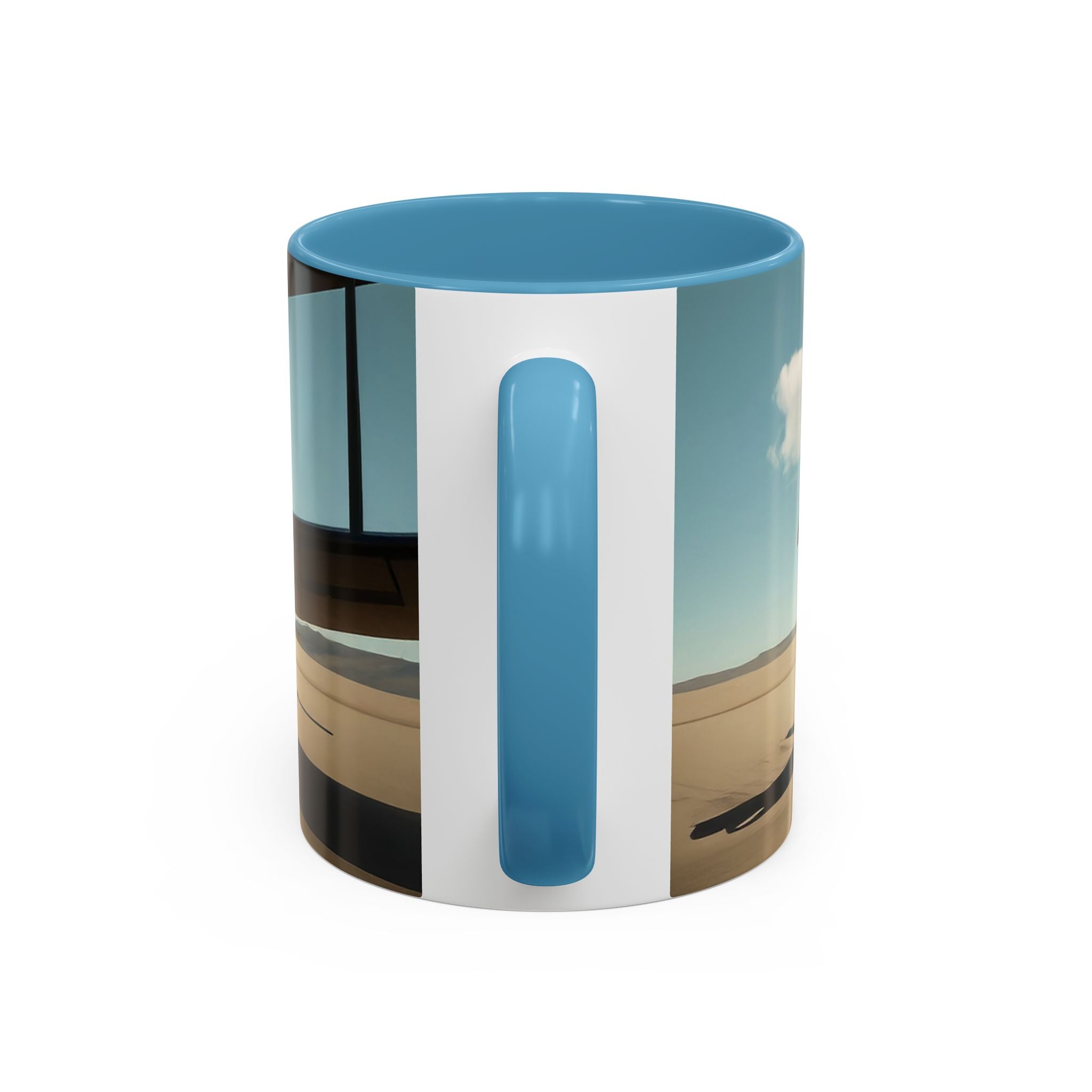 Vintage Aviation Accent Coffee Mug with cool airplane design, showcasing its vibrant color.