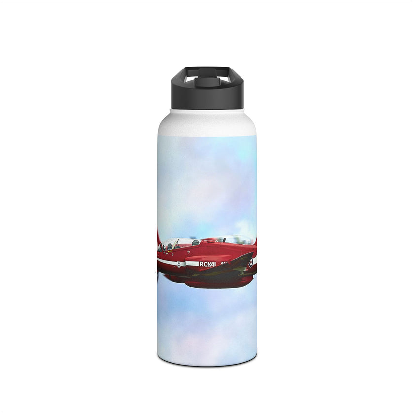 Red Arrows Cross Over Stainless Steel Water Bottle, Jet Design, Gift for Pilot, Travel Hydration, Airforce Lover, Outdoor Adventures, Red Arrows, RAF, British, Aviation,