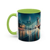 Glamorous Cityscape Coffee Mug alongside creative workspace items, inspiring productivity with style.