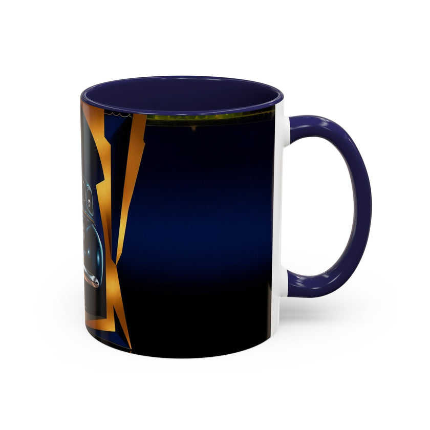 Vintage Pin-Up Coffee Mug - Classic Car Design featuring its glossy finish and vivid color.