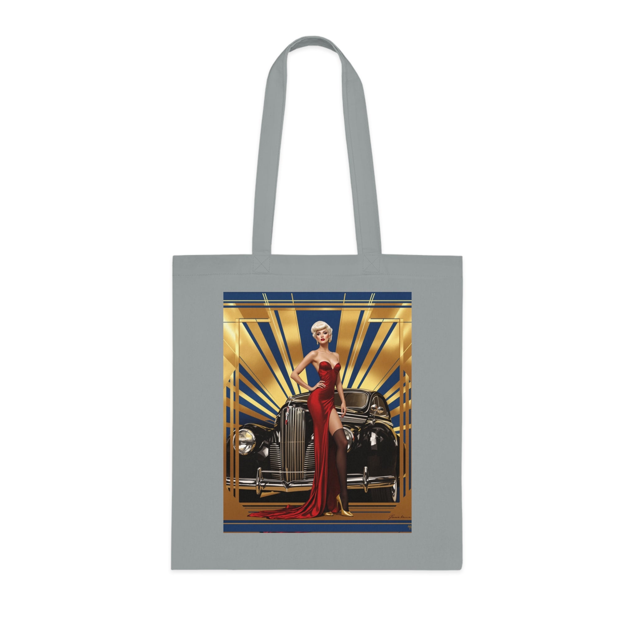 Vintage Glamour Cotton Tote Bag , Artistic Tote Bag