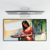 Elegant Café Scene Desk Mat - Stylish Office Accessory