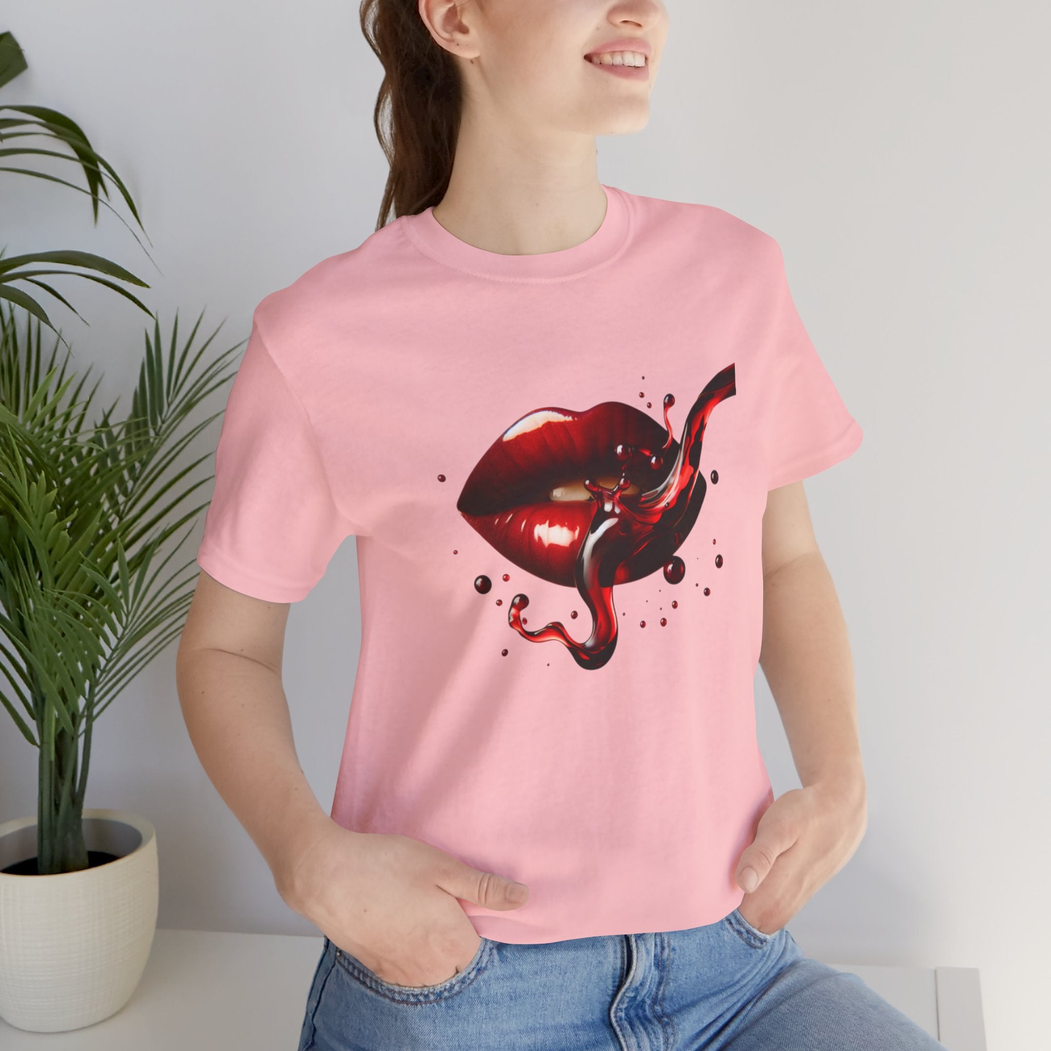 Red Lip Design Unisex Jersey Tee | Casual Wear, Trendy Shirt, Gift for Her, Summer Style, Statement Top