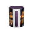 Elegant Nighttime Cityscape Coffee Mug with artistic details, an attractive choice for coffee lovers.