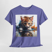 Cute Cat Unisex Heavy Cotton Tee, Cat Lover Gift, Animal Tee, Cozy Wear, Everyday Fashion, Fun Gift Idea