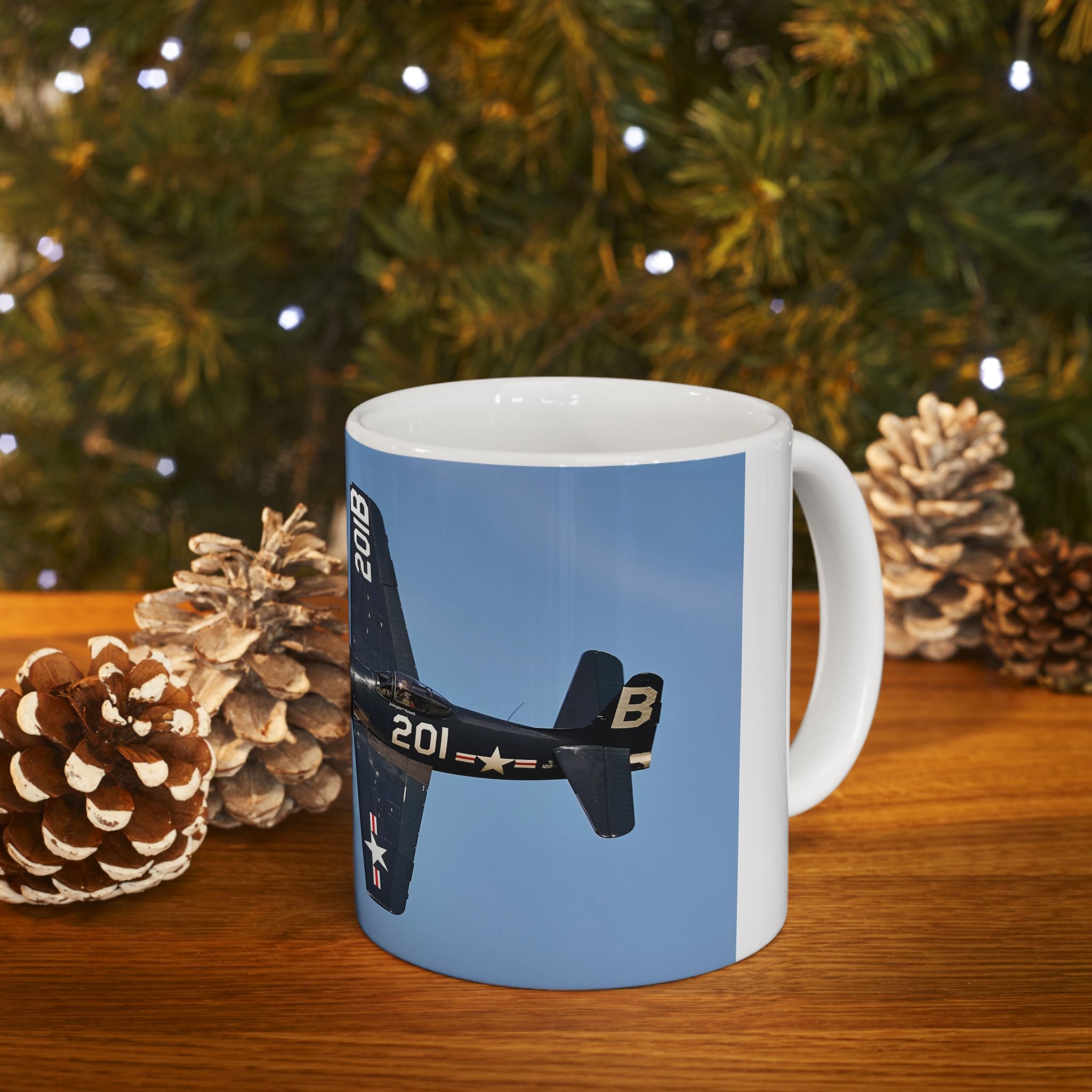 Mug  Aviation  - Vintage USN Hellcat Fighter Ceramic Cup Gift for Aviation Enthusiasts