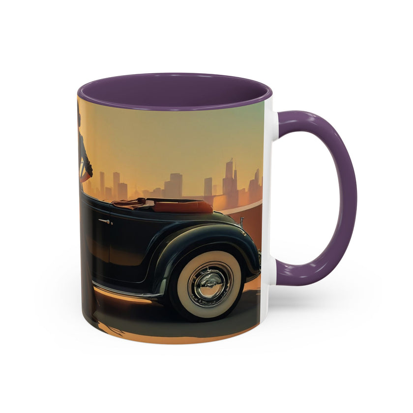 Creative look at the Vintage Glamour Accent Coffee Mug filled with steaming coffee.