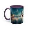 Artistic design of the Glamorous Cityscape Coffee Mug against a scenic backdrop, perfect for photos.
