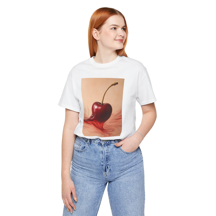 Cherry Splash Graphic Tee - Cute Summer Shirt, Unisex Casual Wear, Gift for Fruit Lovers, Trendy Soft T-Shirt, Fun Statement Top
