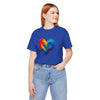 Rainbow Heart Ladies Shirt Jersey Short Sleeve Tee - Comfortable styling for celebrating love.
