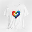Rainbow Heart Ladies Shirt Jersey Short Sleeve Tee - Comfortable fit described in the product details.