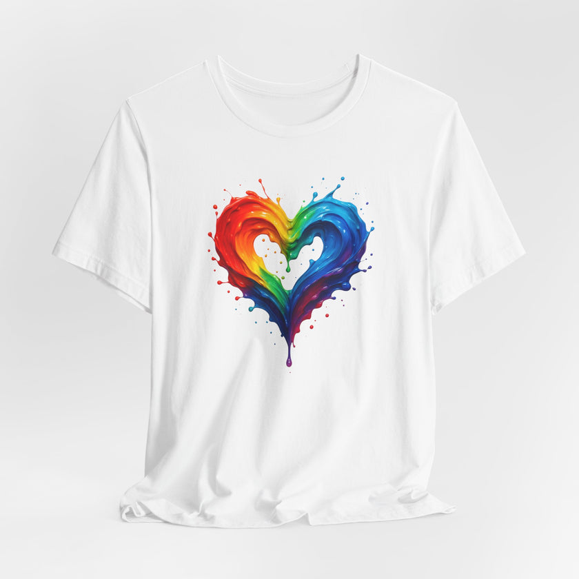 Rainbow Heart Ladies Shirt Jersey Short Sleeve Tee - Comfortable fit described in the product details.
