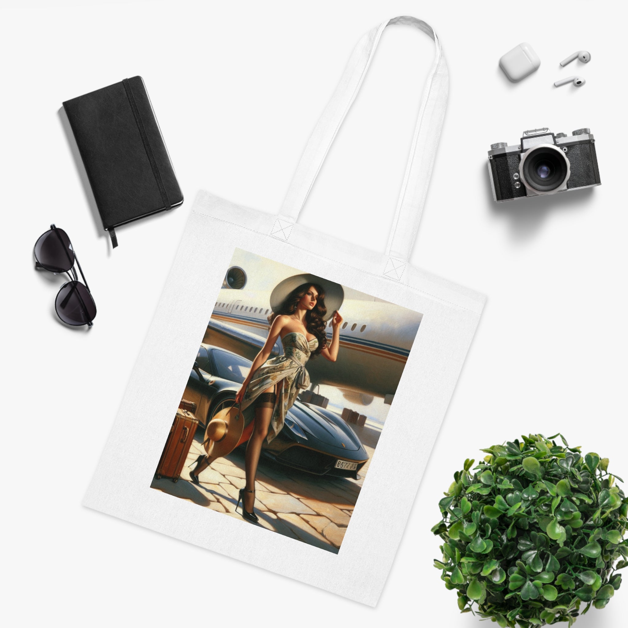 Chic Travel Cotton Tote Bag - Fashionable Design for Jetsetters
