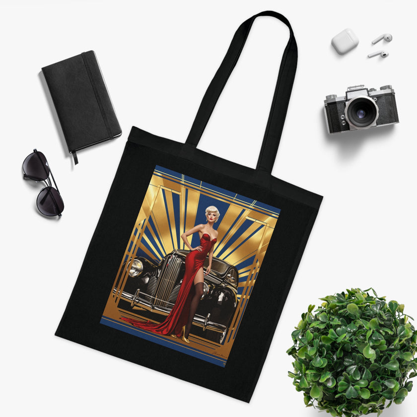 Vintage Glamour Cotton Tote Bag , Artistic Tote Bag