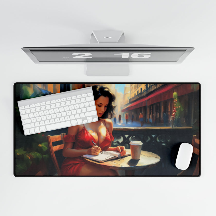 Chic Artist Desk Mat - Coffee & Creativity