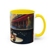 Colorful display of the Parisian Dream Coffee Mug - 11oz next to fun decorations.