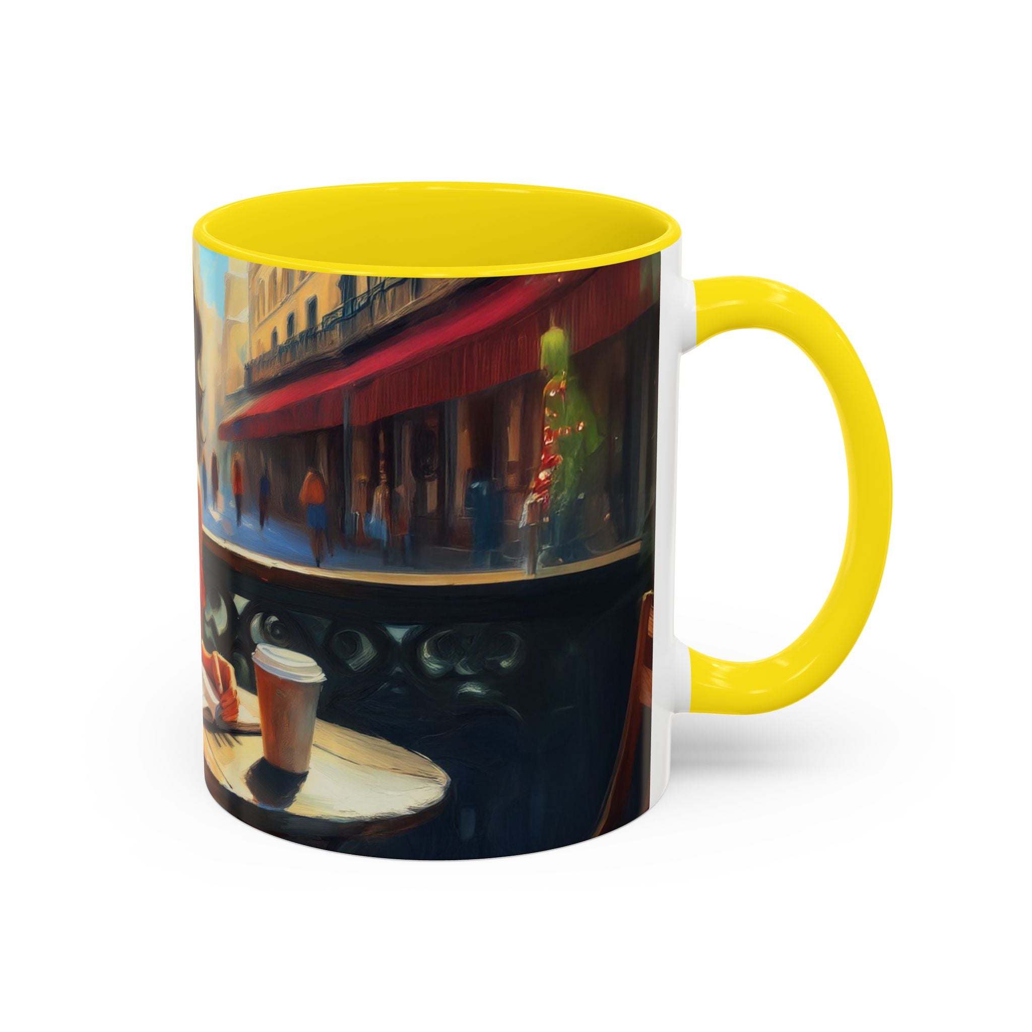Colorful display of the Parisian Dream Coffee Mug - 11oz next to fun decorations.