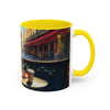 Colorful display of the Parisian Dream Coffee Mug - 11oz next to fun decorations.