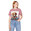 Adorable Puppy Art Tee For Her, Cute Dog Lover's T-Shirt, Casual Gift for Animal Lovers, Gift for Her, Pet-Themed Apparel, Fun Birthday Gift