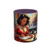 Parisian Dream Coffee Mug - 11oz in a microwave, showcasing its microwave-safe feature.