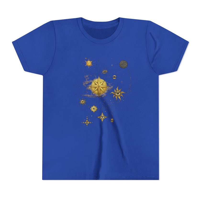 Celestial Compass Youth Tee - Astrology Inspired Short Sleeve Shirt