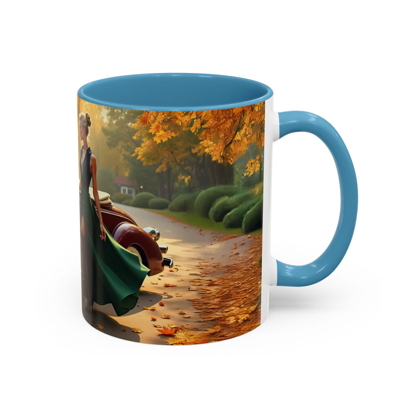 Stylish Vintage Autumn Vibes Coffee Mug perfect for any beverage.