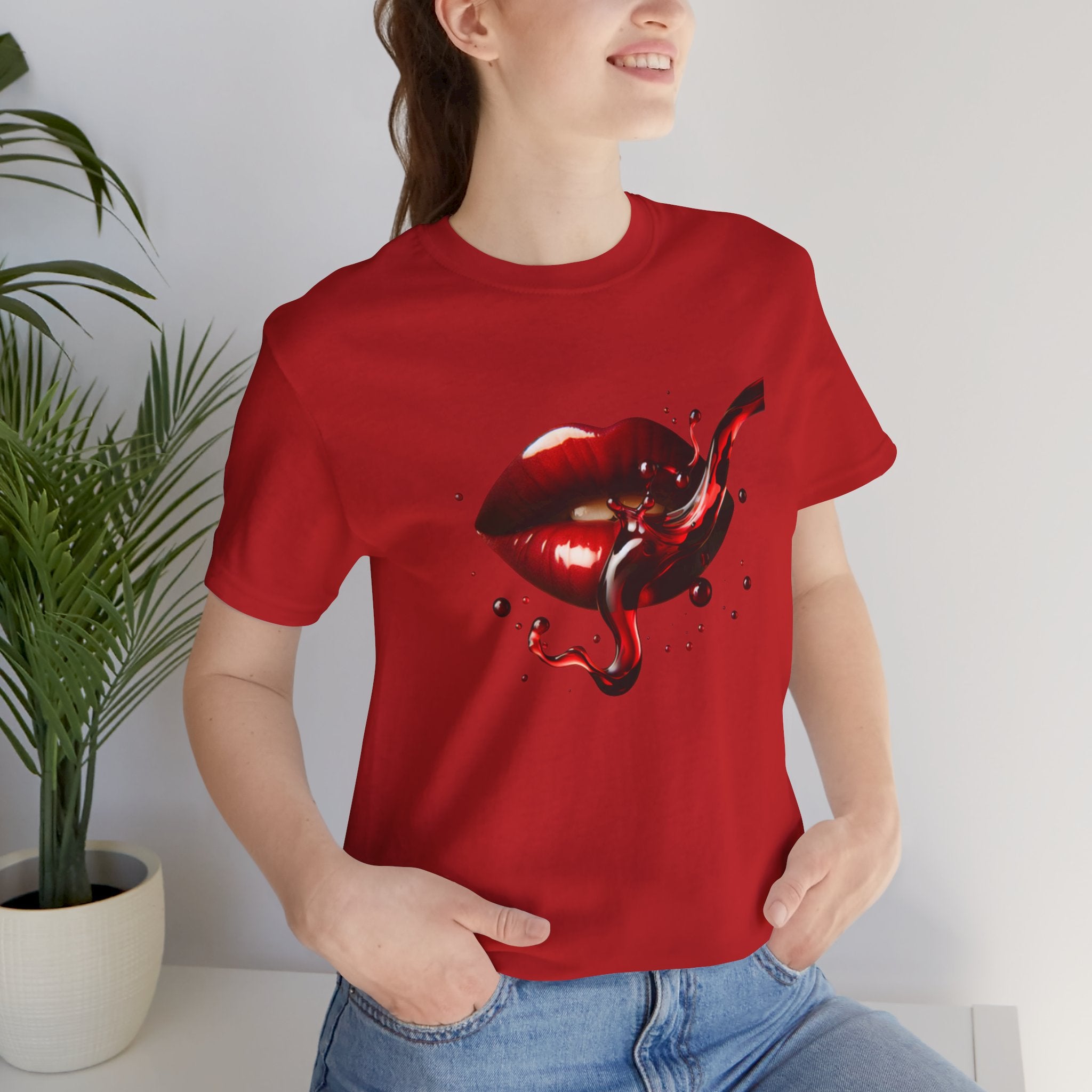 Red Lip Design Unisex Jersey Tee | Casual Wear, Trendy Shirt, Gift for Her, Summer Style, Statement Top