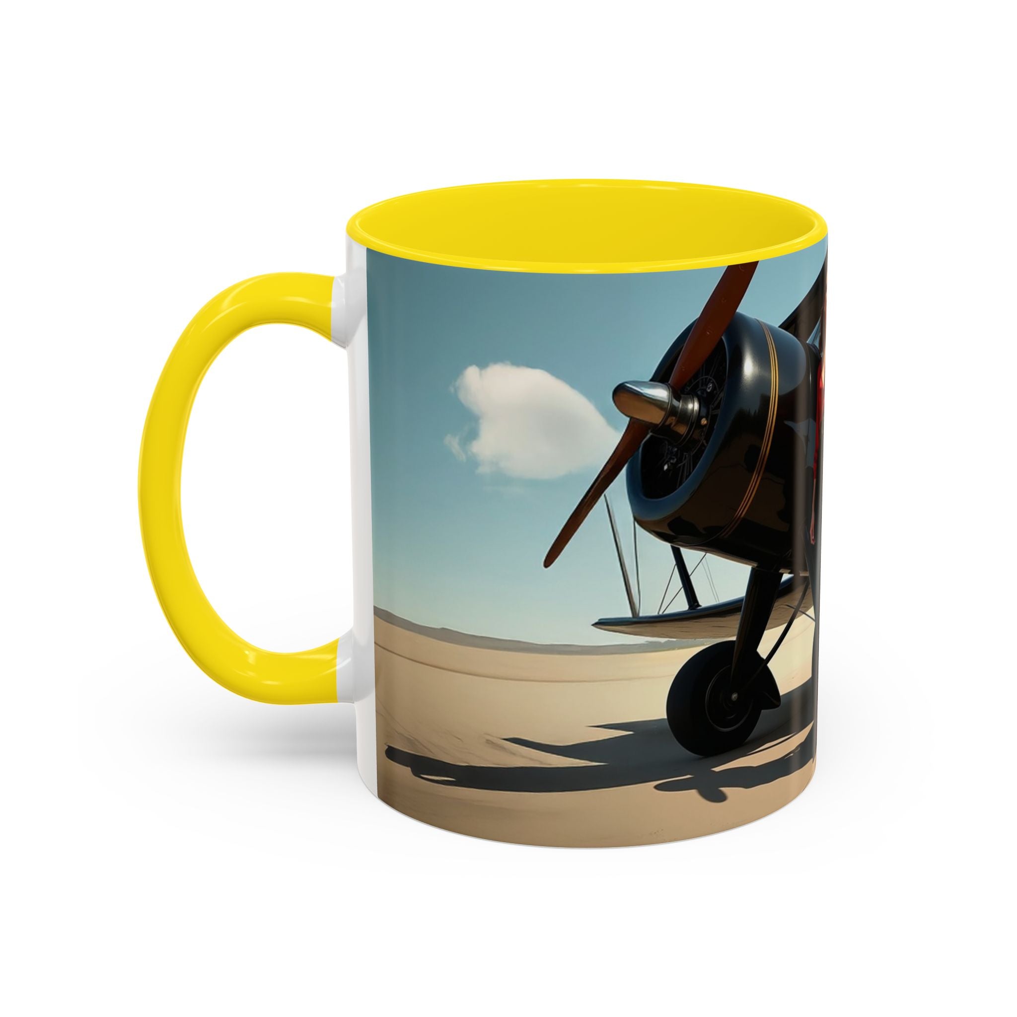 Vintage Aviation Accent Coffee Mug in various sizes displayed, perfect for every coffee lover.