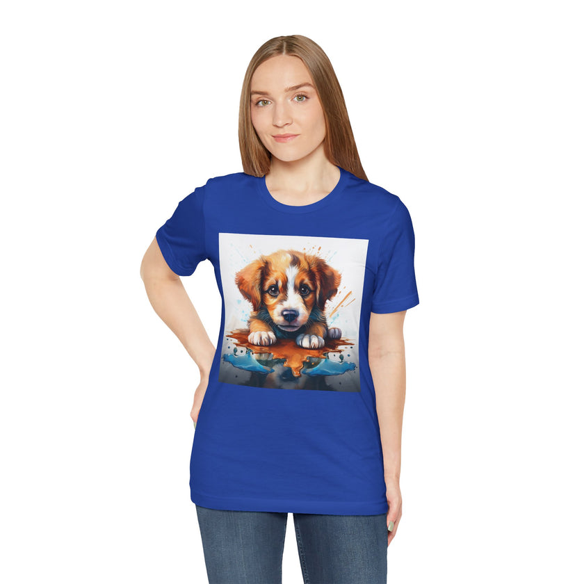 Adorable Puppy Art Tee For Her, Cute Dog Lover's T-Shirt, Casual Gift for Animal Lovers, Gift for Her, Pet-Themed Apparel, Fun Birthday Gift