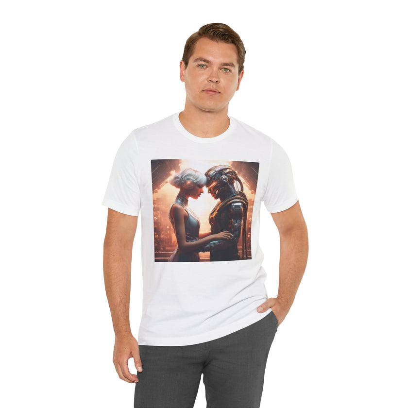 Futuristic Love Tee | Sci-Fi Enthusiast Shirt, Unisex Graphic Tee, Gift for Him, Casual Wear, Geeky Apparel