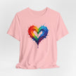 Rainbow Heart Ladies Shirt Jersey Short Sleeve Tee - Soft and trendy tee perfect for everyday style.