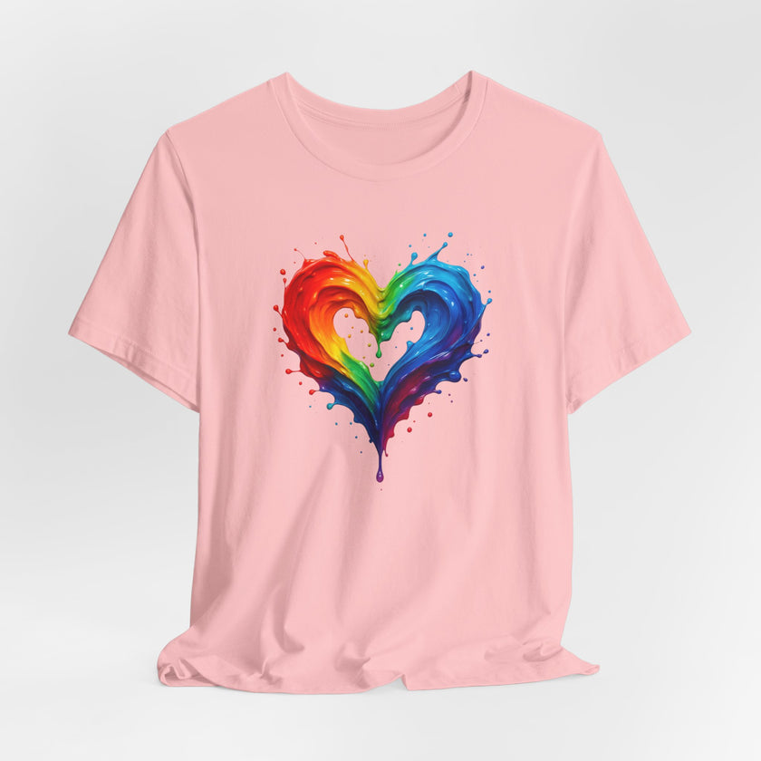 Rainbow Heart Ladies Shirt Jersey Short Sleeve Tee - Soft and trendy tee perfect for everyday style.