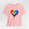 Rainbow Heart Ladies Shirt Jersey Short Sleeve Tee - Soft and trendy tee perfect for everyday style.