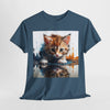 Cute Cat Unisex Heavy Cotton Tee, Cat Lover Gift, Animal Tee, Cozy Wear, Everyday Fashion, Fun Gift Idea