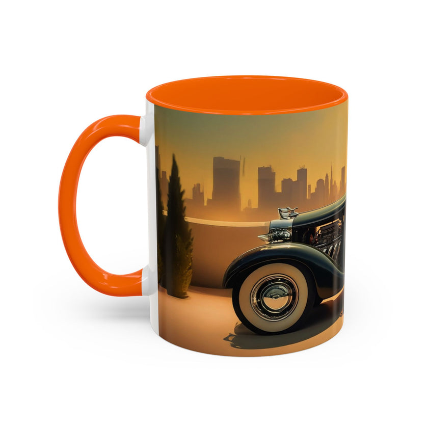 Vintage Glamour Accent Coffee Mug sitting elegantly on a breakfast table.