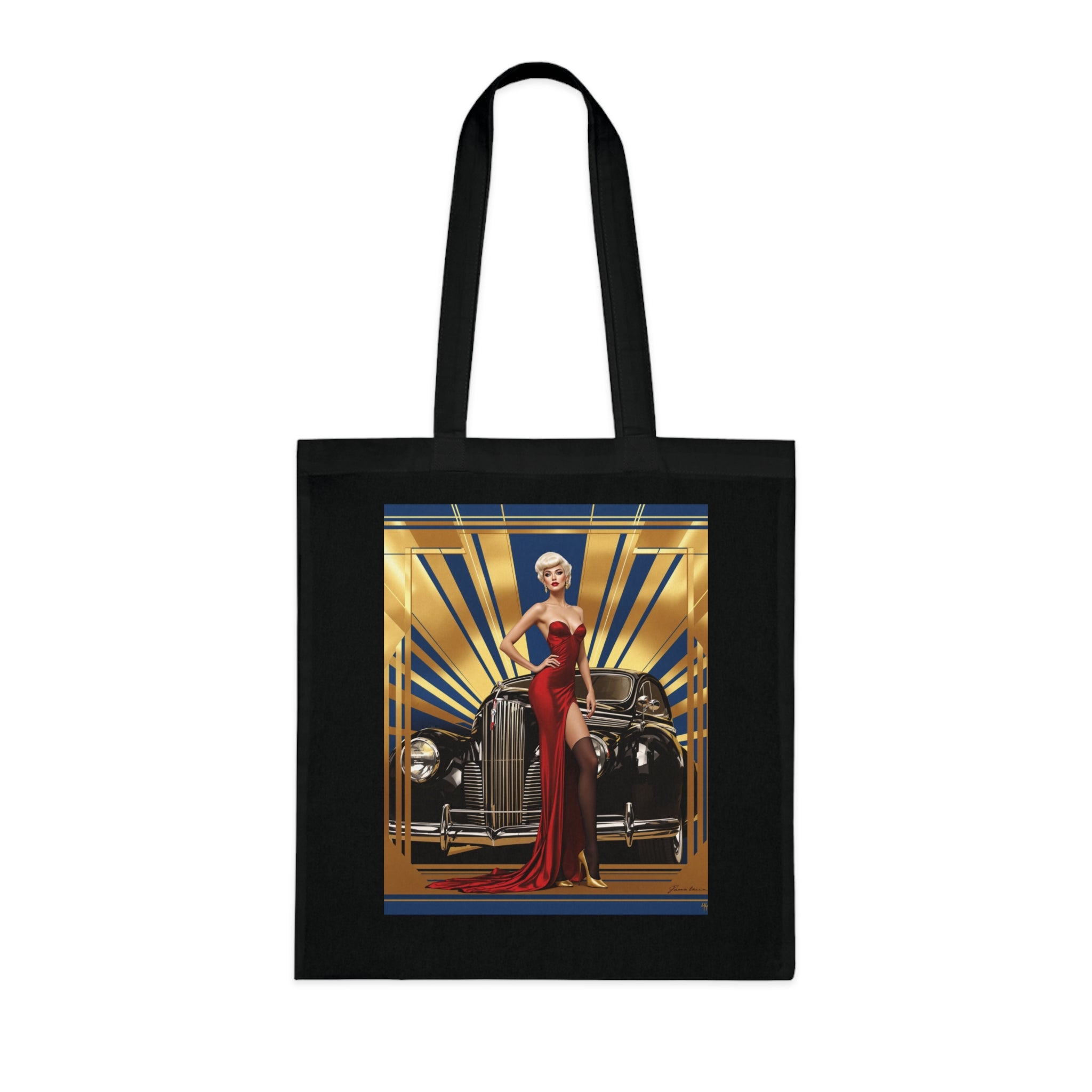Vintage Glamour Cotton Tote Bag , Artistic Tote Bag