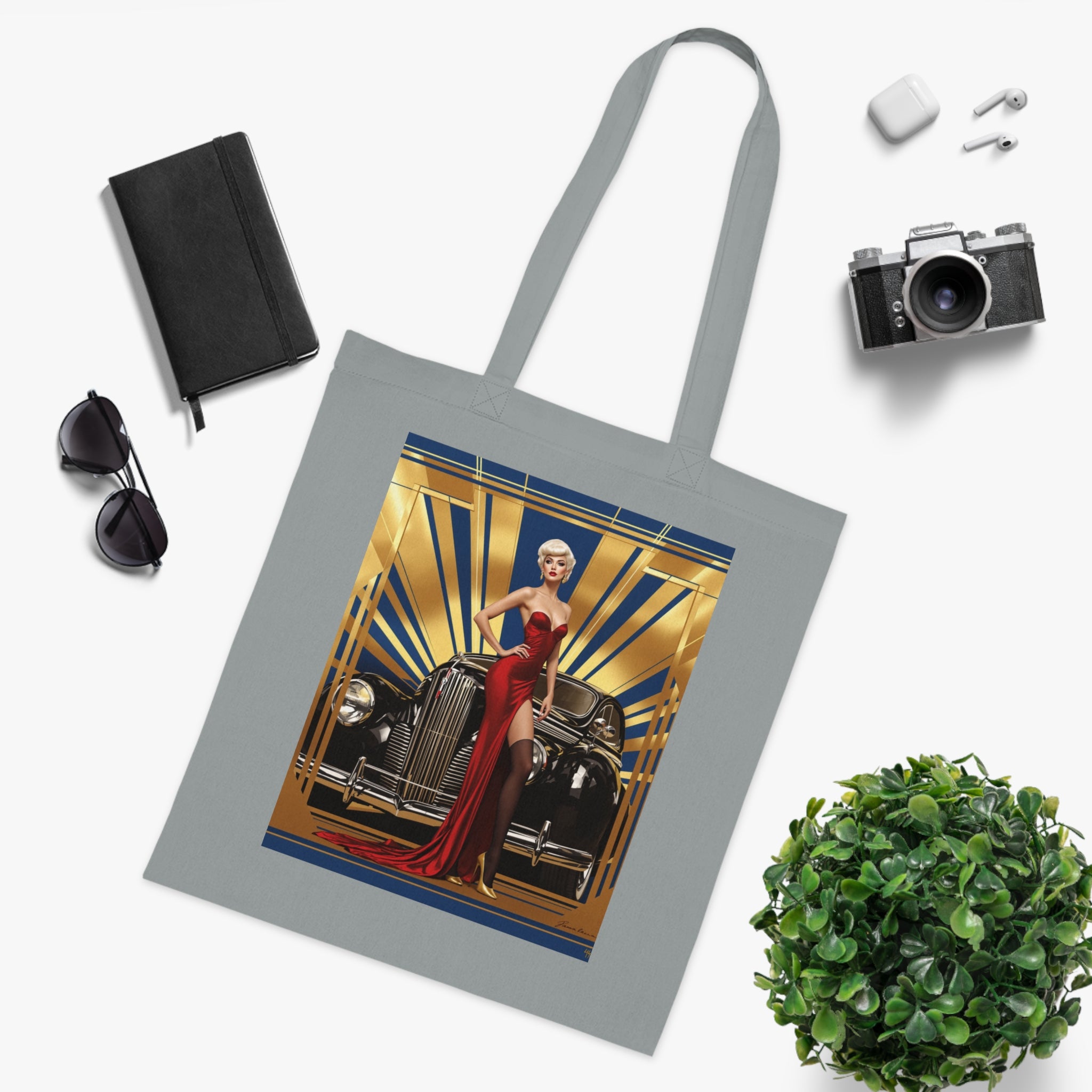 Vintage Glamour Cotton Tote Bag , Artistic Tote Bag