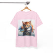 Adorable Cat Reflection Unisex Heavy Cotton Tee, Pet Lover T-Shirt, Animal Art Shirt, Cute Cat Gift for Her, Everyday Casual Wear