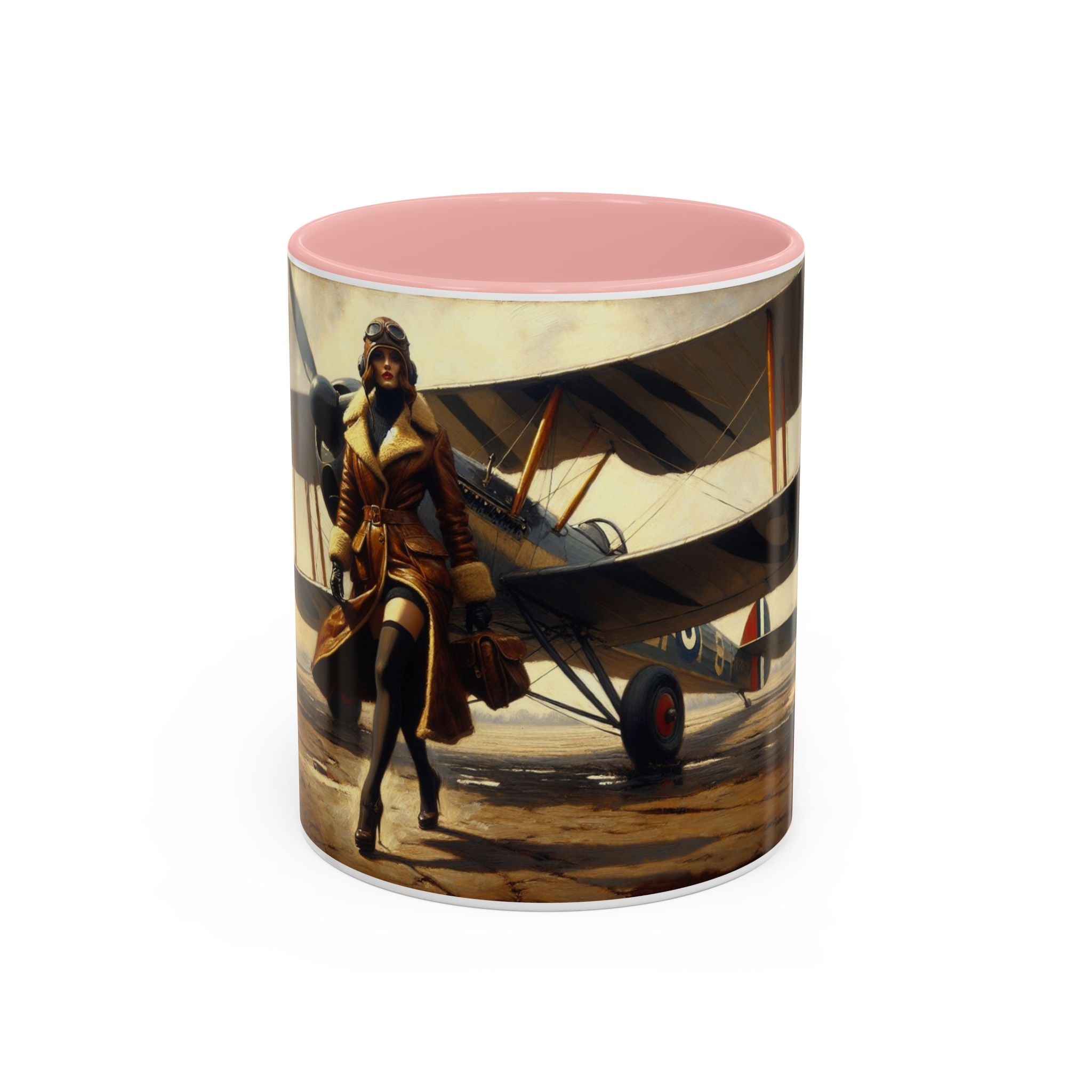 Vintage Aviator Accent Coffee Mug - 11oz, Vibrant Accent Coffee Mug