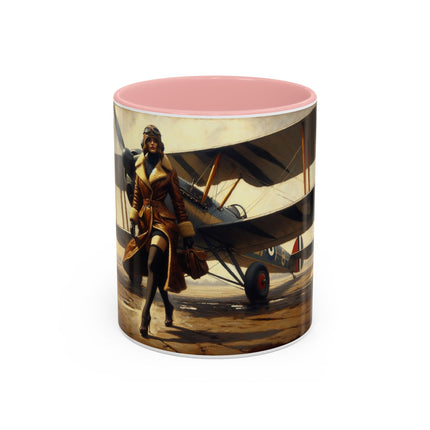 Vintage Aviator Accent Coffee Mug - 11oz, Vibrant Accent Coffee Mug