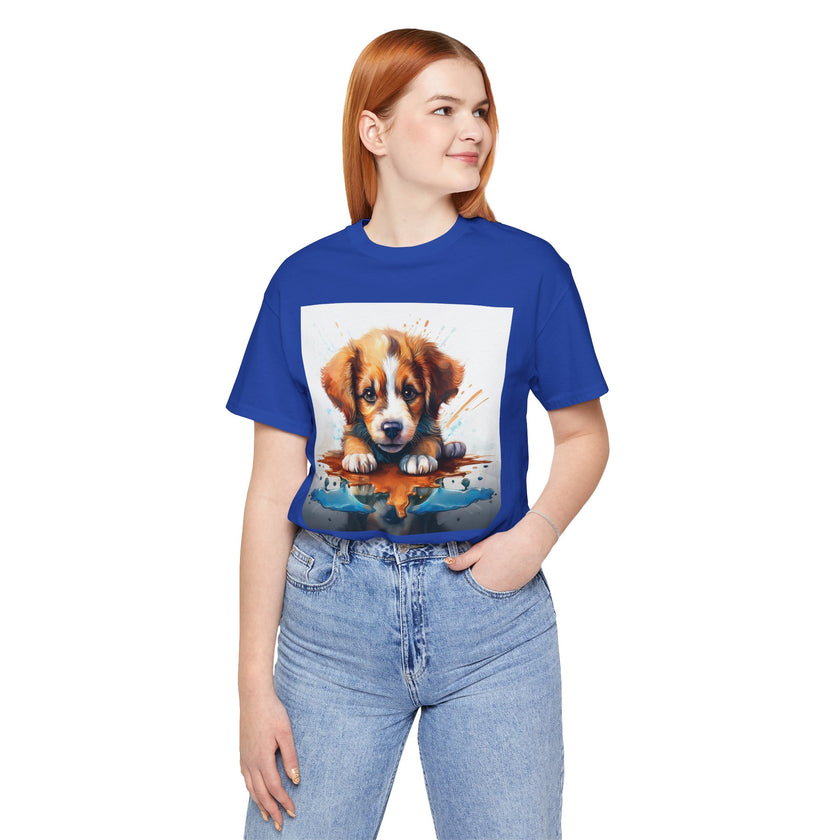 Adorable Puppy Art Tee For Her, Cute Dog Lover's T-Shirt, Casual Gift for Animal Lovers, Gift for Her, Pet-Themed Apparel, Fun Birthday Gift